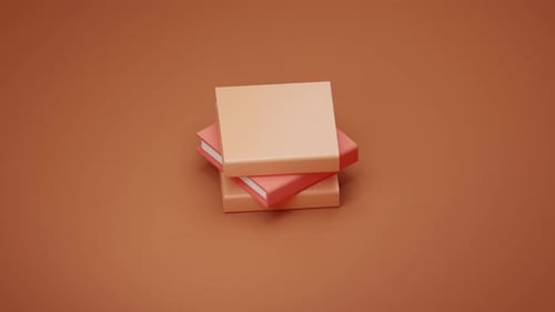 Animated Stack of Books Rotating in Modern Minimalist Style