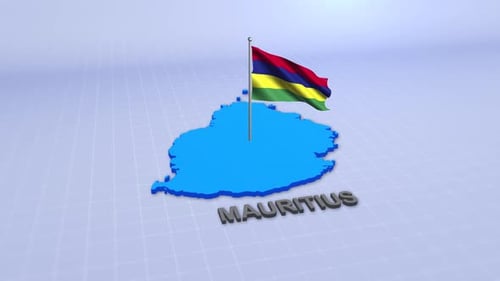 Mauritius Map and Waving Flag Animation