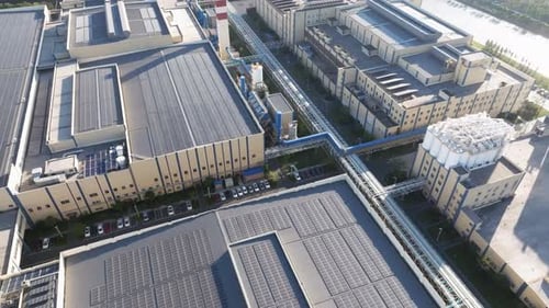 Solar power station on factory rooftop