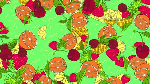 Illustrated Falling Fruit on Green