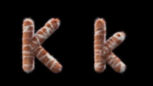 3D animation of a uppercase and lowercase Giraffe woolen letter K