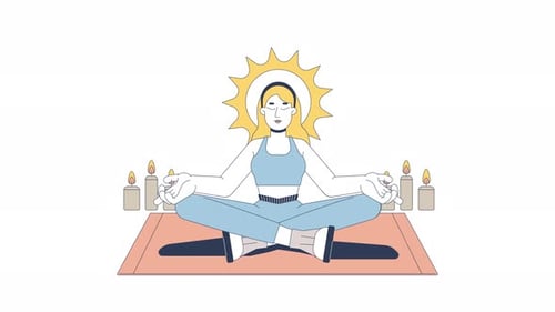 Meditação à luz de velas para animação de desenho animado de paz interior