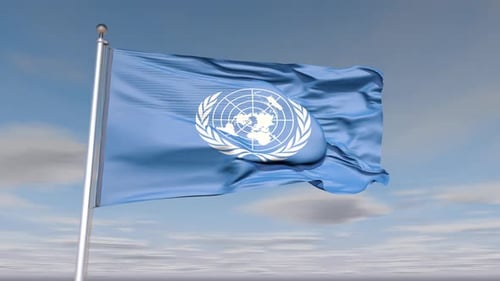 Realistic United Nations Flag Waving Seamless Loop