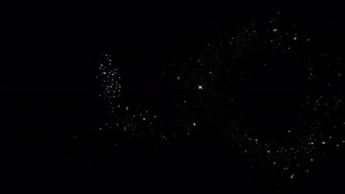 Gold Glittering Star Dust Circle Of Trail Sparkling Particles On Black