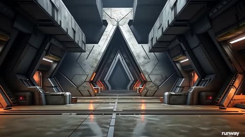 Futuristic corridor with sleek design