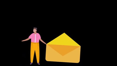 Man Working In The Office Message Is Empty On Alpha Channel