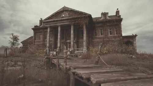 Grunge Abandoned Mansion Camera Dolly Out