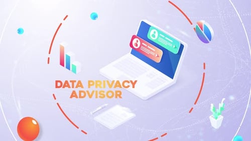 Tendencias profesionales, asesor de privacidad de datos, diseño conceptual isométrico, animación