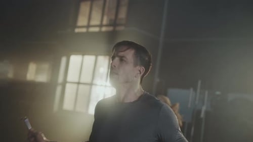 Man Jumping Rope During Intense Cardio Training