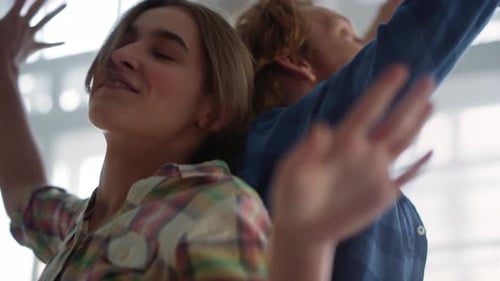 Happy Couple Dancing Together Indoors, Casual Fun