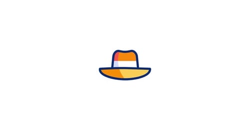 Flat Design Animated Hat Icon Reveal