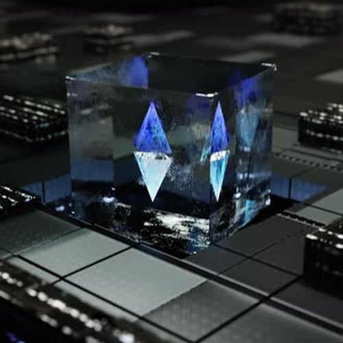 Futuristic Crystal Diamond Logo Reveal on Digital Grid
