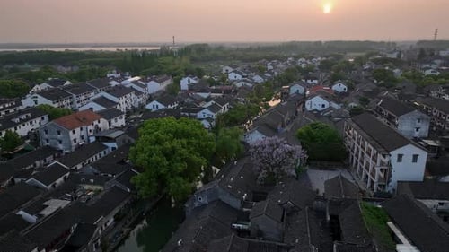Aerial view of Jinxi town, China.