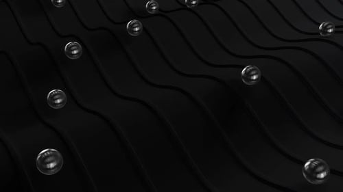 Abstract black waves with bubbles
