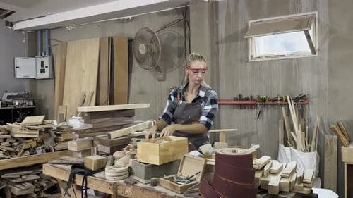 Carpenter Small Business Owner in Wood Furniture Making Female Carpenter