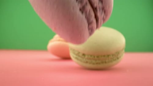 Colorful Macarons Falling in Slow Motion