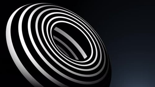 Endlosschleifenanimation von geometrischen 3D-Formen im Zebramuster für Motion-Design-Hintergrund