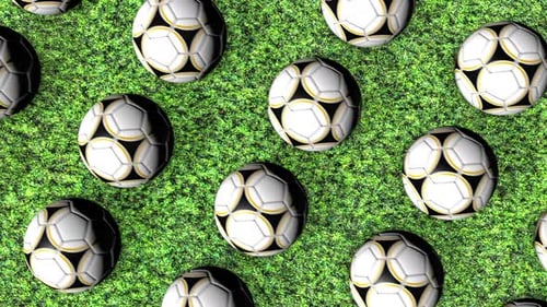 Infinite Soccer Balls Passing On Meadow Ground Infinite Loop Animation
