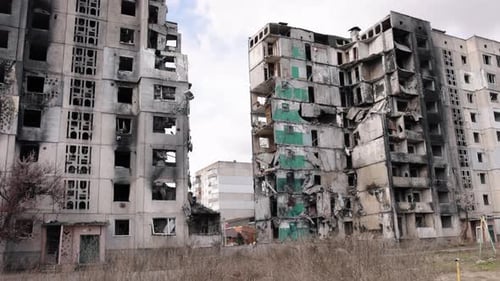 Destroyed Urban Buildings After Conflict
