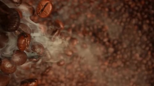 Cascade of Coffee Beans in Slow Motion