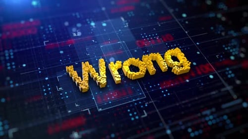 Animated Pixelated 'Wrong' Word on Futuristic Digital Circuit Board