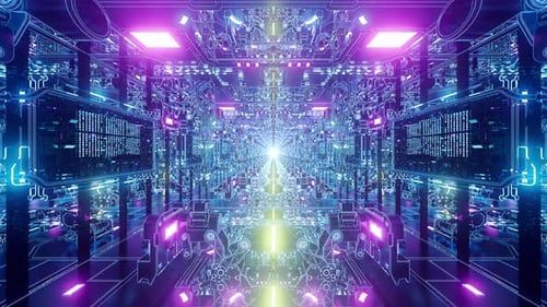 Robotic Vj Neon Data Tunnel