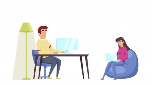 People Working in Office 2D Motion Graphics