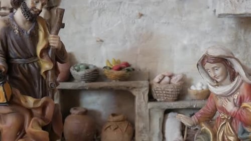 Figurine Nativity Scene with Joseph, Mary, and Jesus
