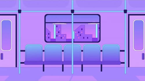 Flat Design Animated Train Ride Through City