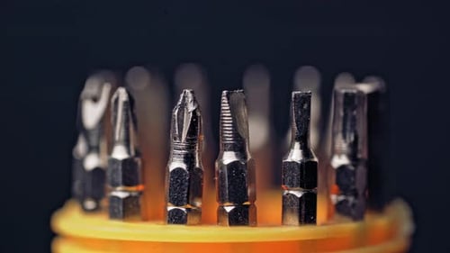 Set of removable bits for the screwdrivers. All the screwdriver tips together