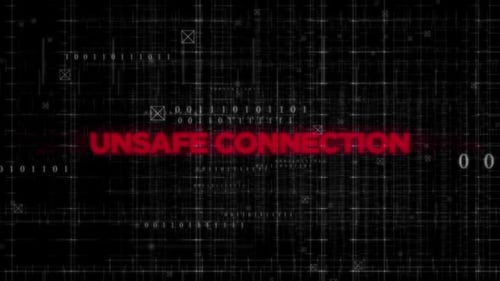 Unsafe Connection Text Animation On Digital Background