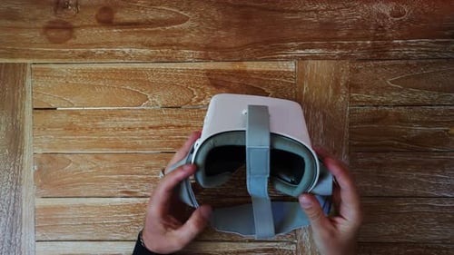 Putting on VR Glasses Virtual Reality Point of View Taking of VR Glasses
