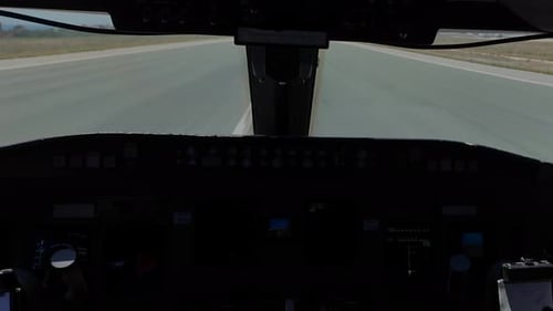 Immersive take-off experience from a jet cockpit.