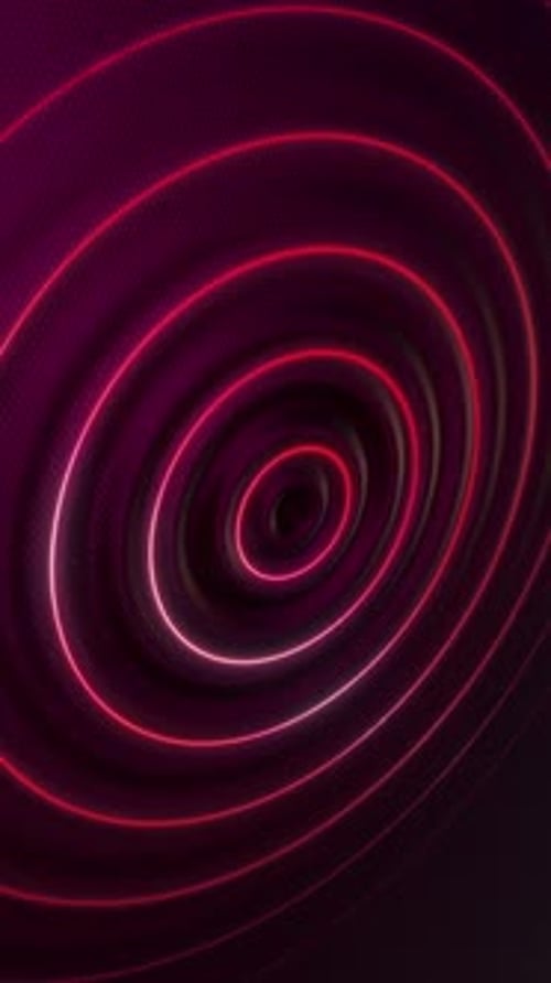 Red Neon Abstract Concentric Circles Looping Background