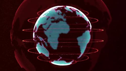 Linhas de conexão 3D ao redor do globo terrestre Movimento do fluxo de dados