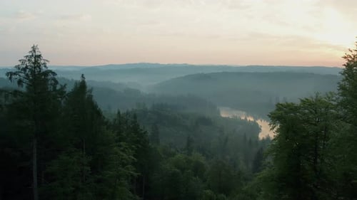 Aerial Footage of Windmills and Bridge on a Cloudy Day
