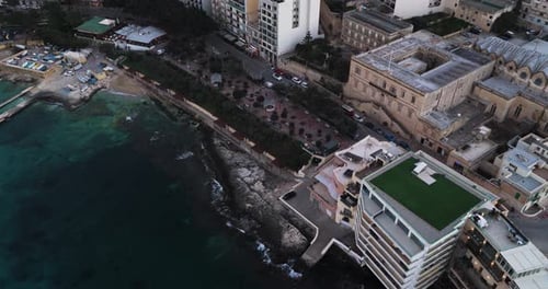 Aerial view of St Julian's Bay, Malta.