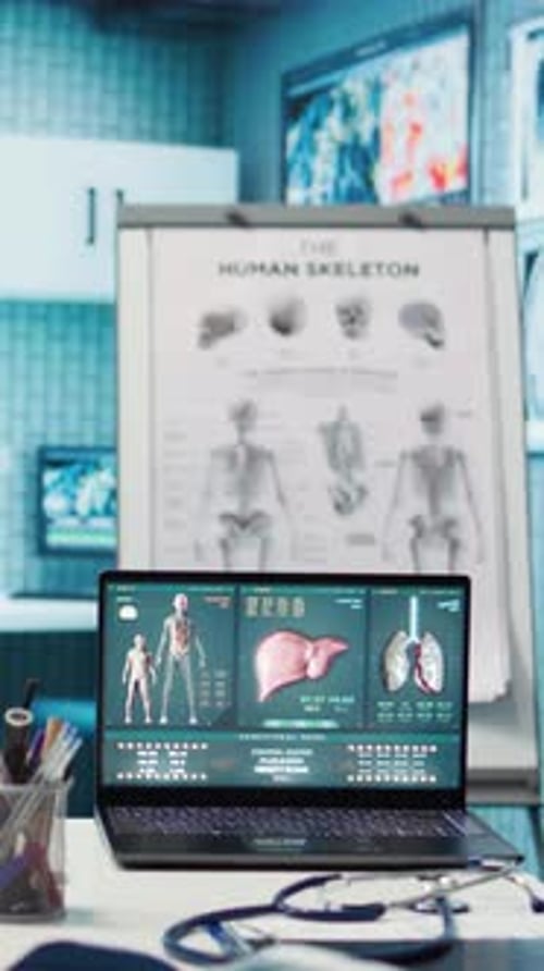 Vertical Video Empty Doctor Office Awaiting a Patient Visit Featuring Diagnostic Equipment