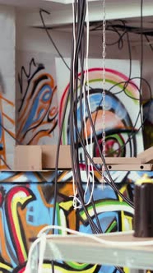 Vertical Video Graffiti Defacement Vandalism on Derelict Building Walls Done By Vandals