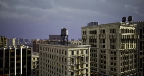 El horizonte urbano captura el encanto de una maravilla arquitectónica al anochecer