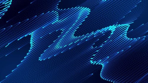 Digitale 4K-Partikeldatenwelle | Hintergrundschleife zur abstrakten Netzwerkflusstechnologie