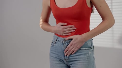 Close Up Shot Menstruation Periods Starting Girl Having a Diarrhead at Home Female Suffering From