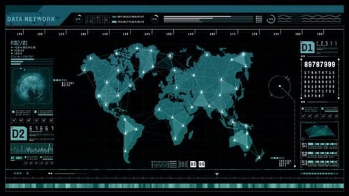 Technology Hud World Map Animation