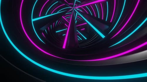 Pink And Cyan Neon Glowing Spiral Ventilation Background Vj Loop In 4K