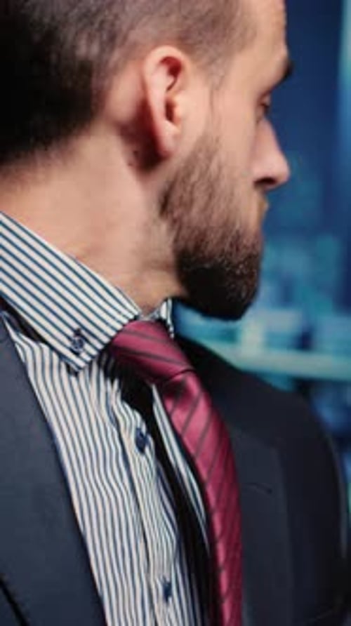 Vertical Video Male Professional Server IT Engineer Using Laptop in Data Center