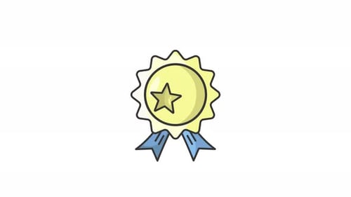 star badge icon animation motion graphic, color line loopable element video for business, template