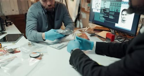 Forensics Experts Analyzing Evidence in Police Investigation