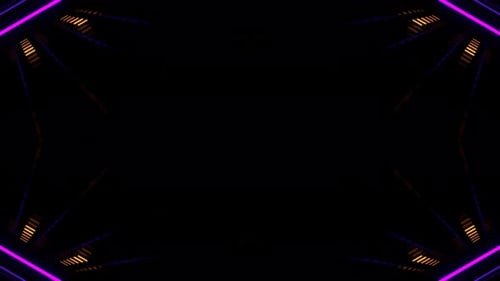 Puple And Yellow Kaleidoscopic Flashing Geometric Glowing Pattern Background Vj Loop In 4K