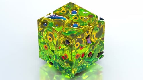 Grüner Metaball 3D Cube 30 4K