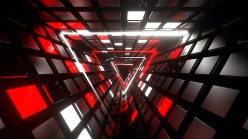 Red And White Neon And Strobe Triangle Tunnel Background Vj Loop In 4K